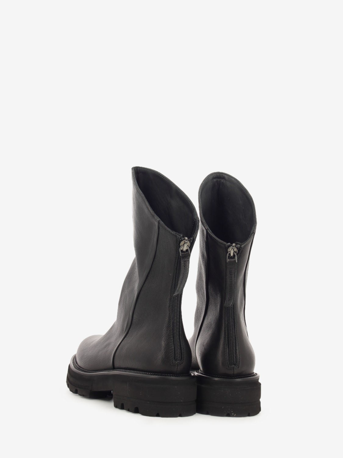 Tronchetto in pelle con zip west nero