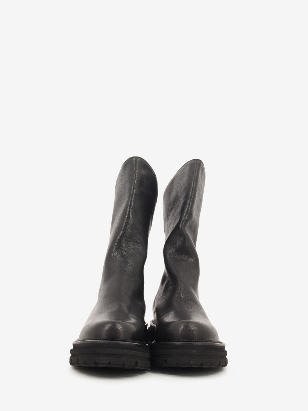 Tronchetto in pelle con zip west nero