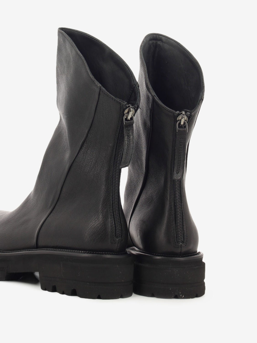 Tronchetto in pelle con zip west nero