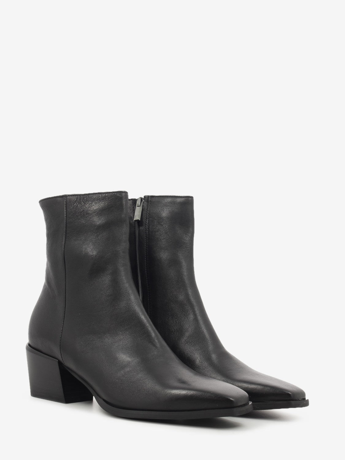Raya Black Leather Ankle Boot