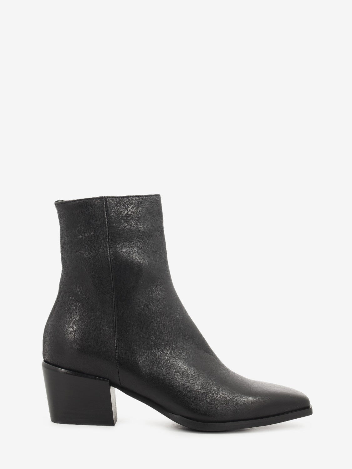 Raya Black Leather Ankle Boot