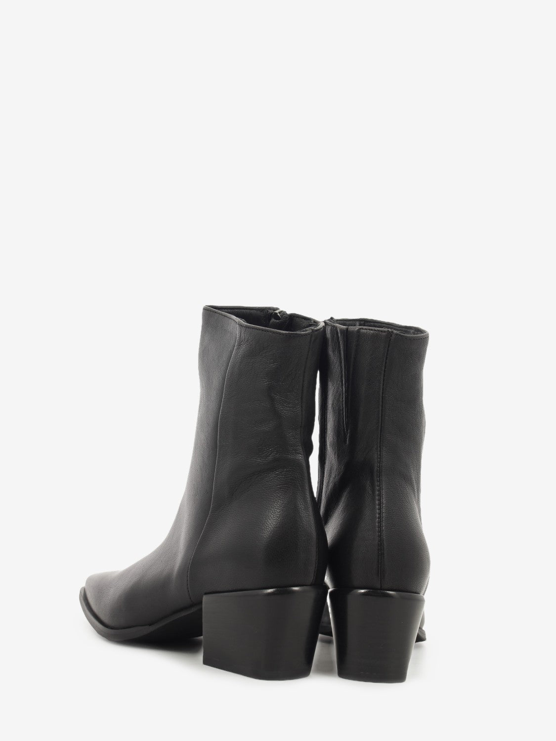Raya Black Leather Ankle Boot