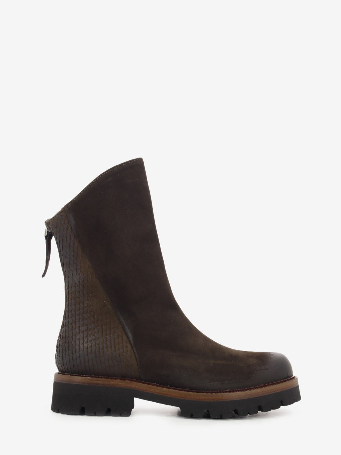 Tronchetto in suede con zip caffè
