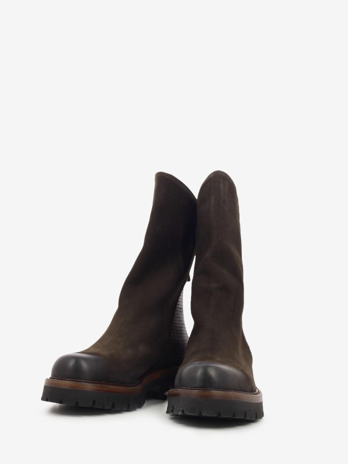 Tronchetto in suede con zip caffè