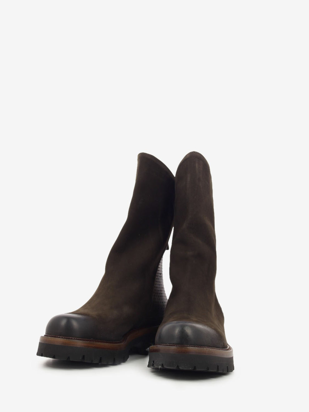 Tronchetto in suede con zip caffè