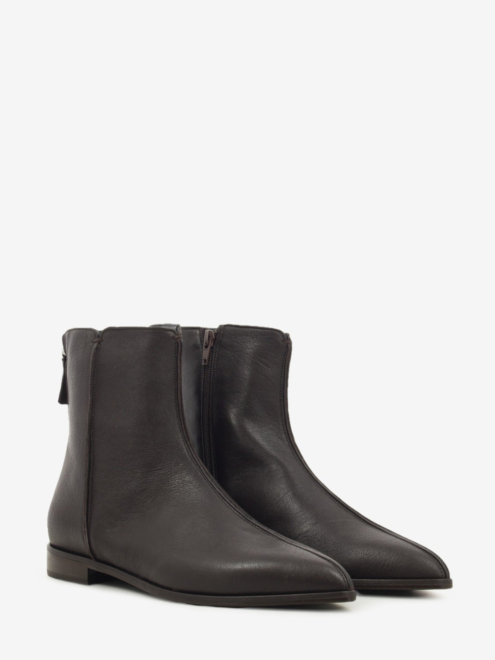 Washed nappa leather ankle boot in coffee