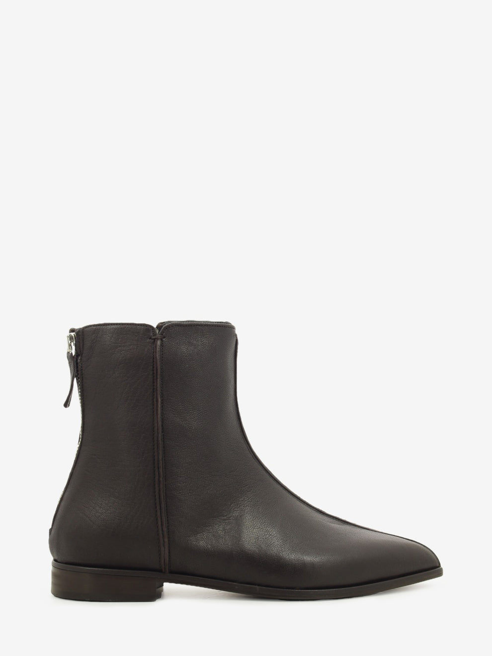 Washed nappa leather ankle boot in coffee