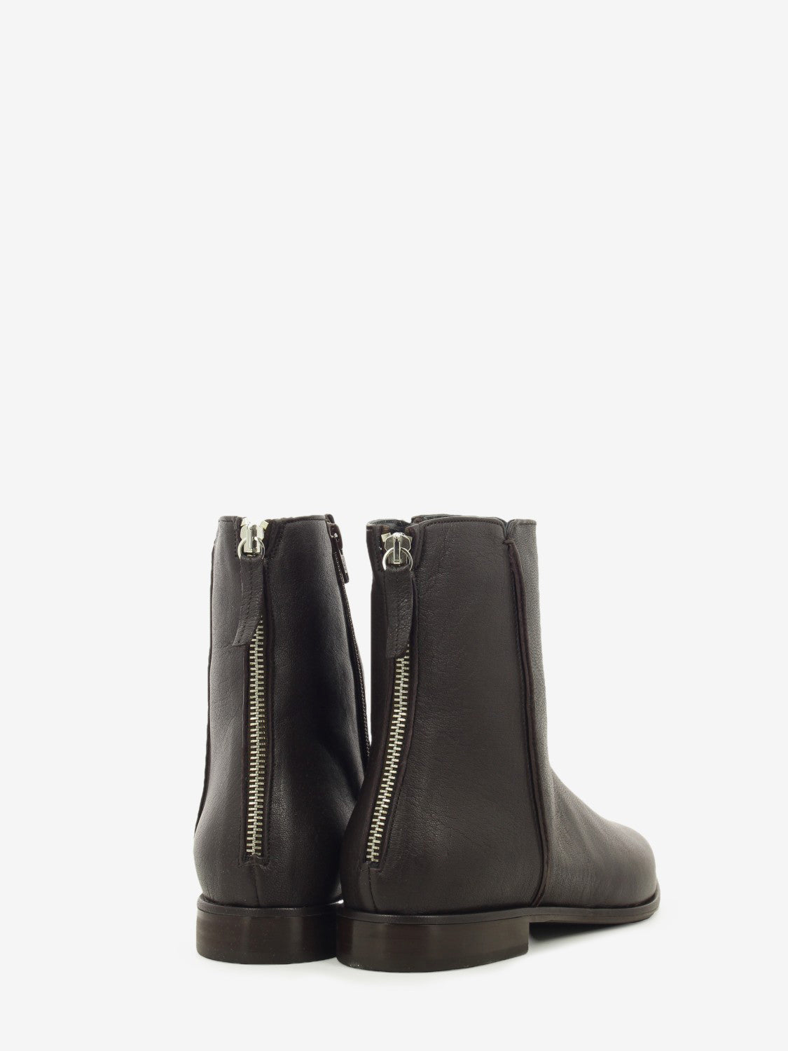 Washed nappa leather ankle boot in coffee