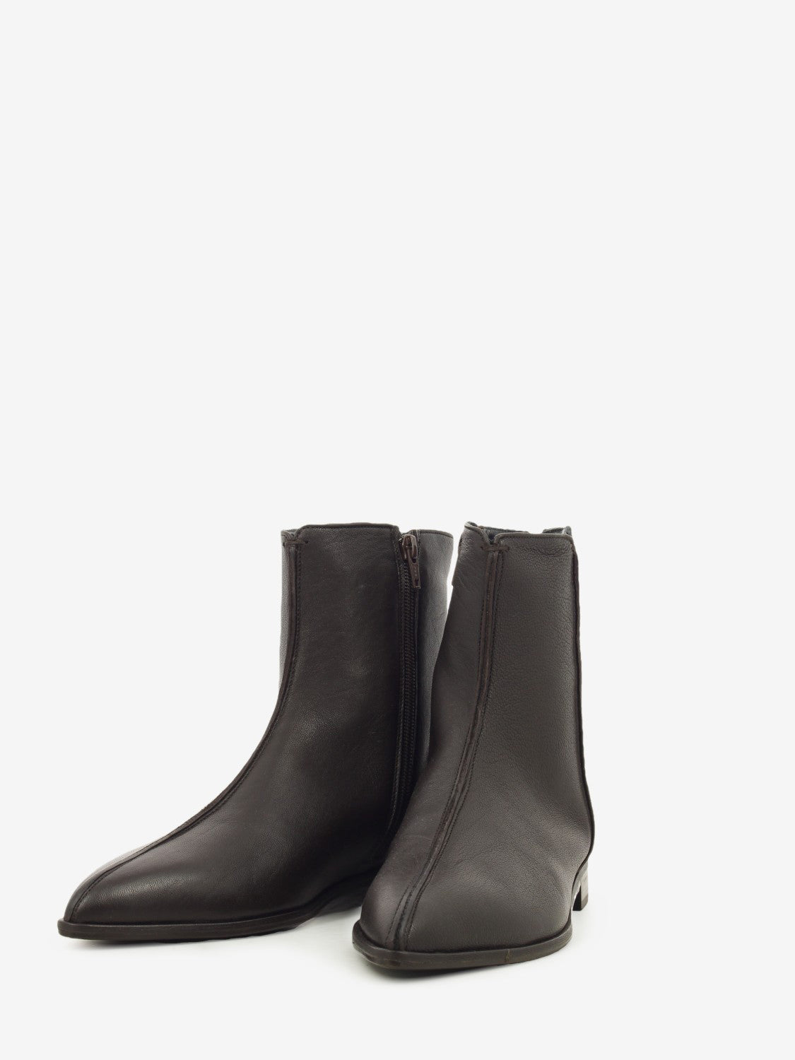 Washed nappa leather ankle boot in coffee