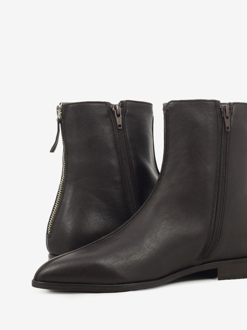 Washed nappa leather ankle boot in coffee