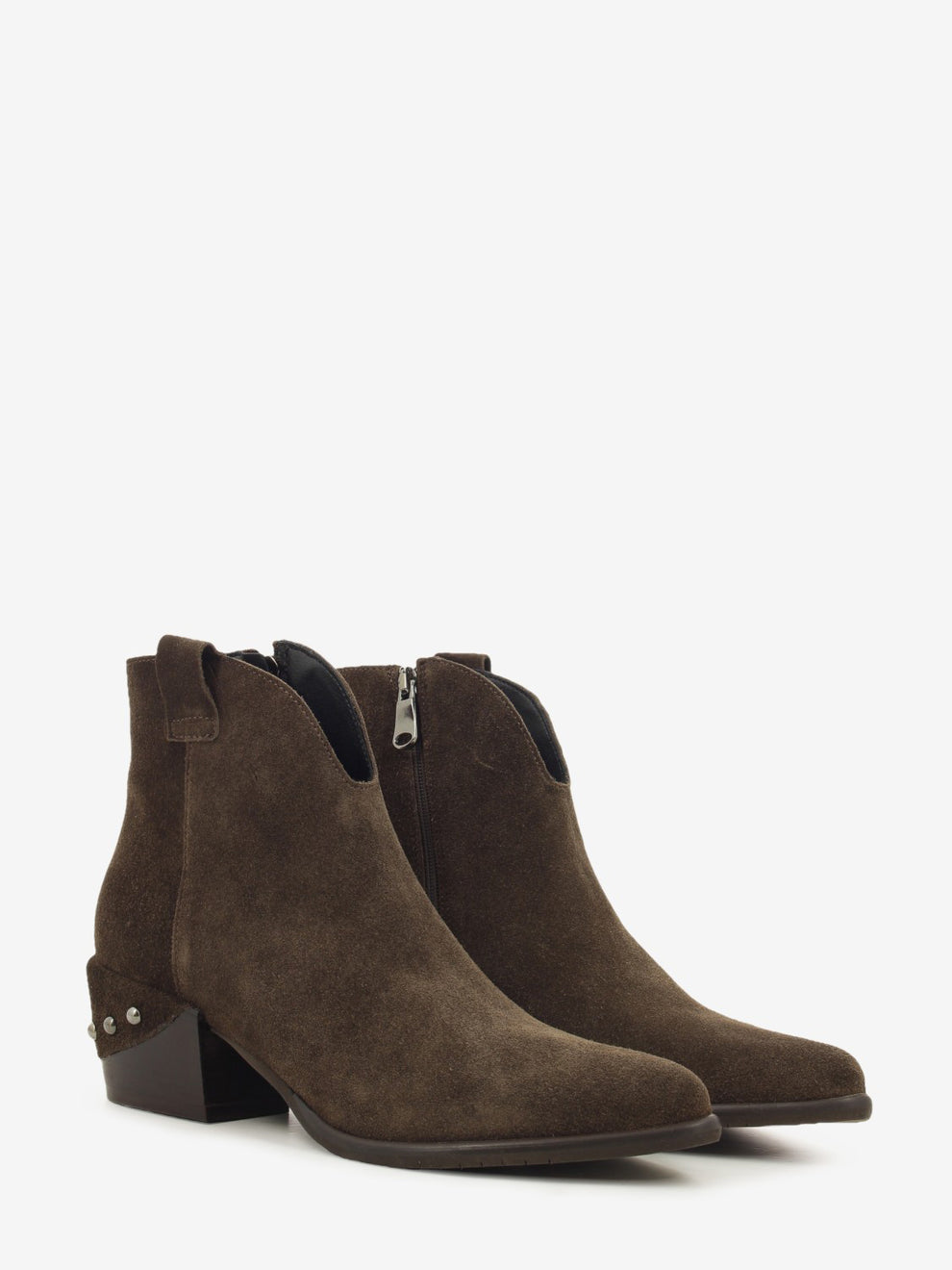 Roberta dark brown suede cowboy ankle boots