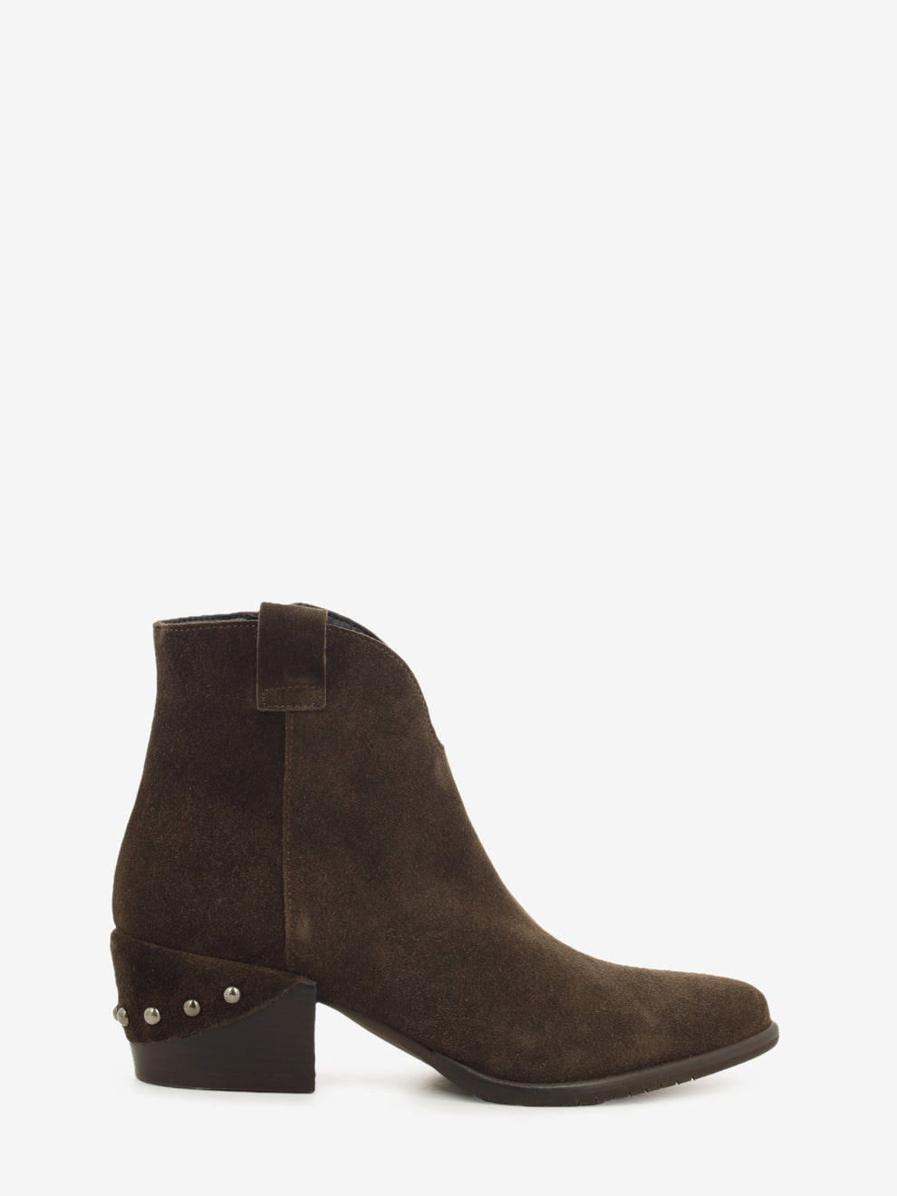 Roberta dark brown suede cowboy ankle boots