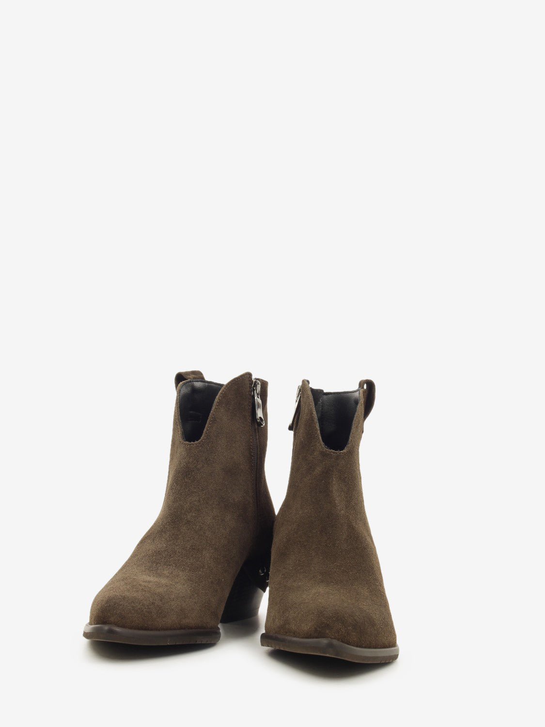 Roberta dark brown suede cowboy ankle boots