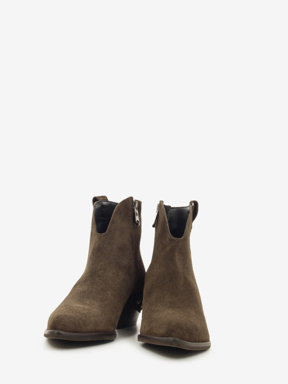 Roberta dark brown suede cowboy ankle boots