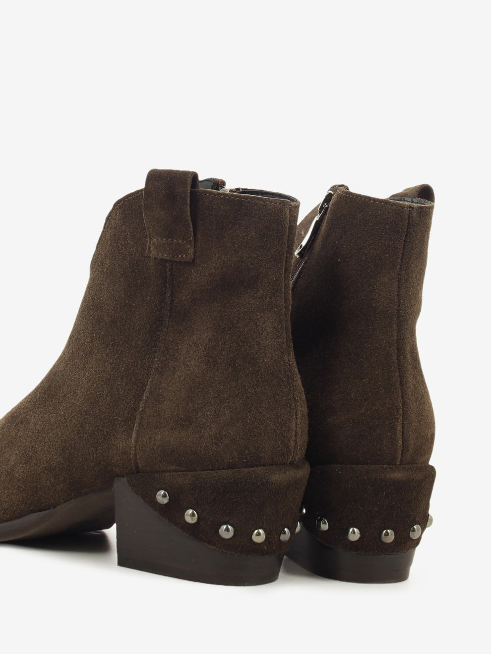 Roberta dark brown suede cowboy ankle boots