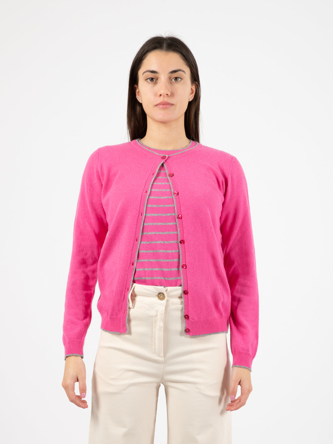 Twin set in maglia rosa / grigio