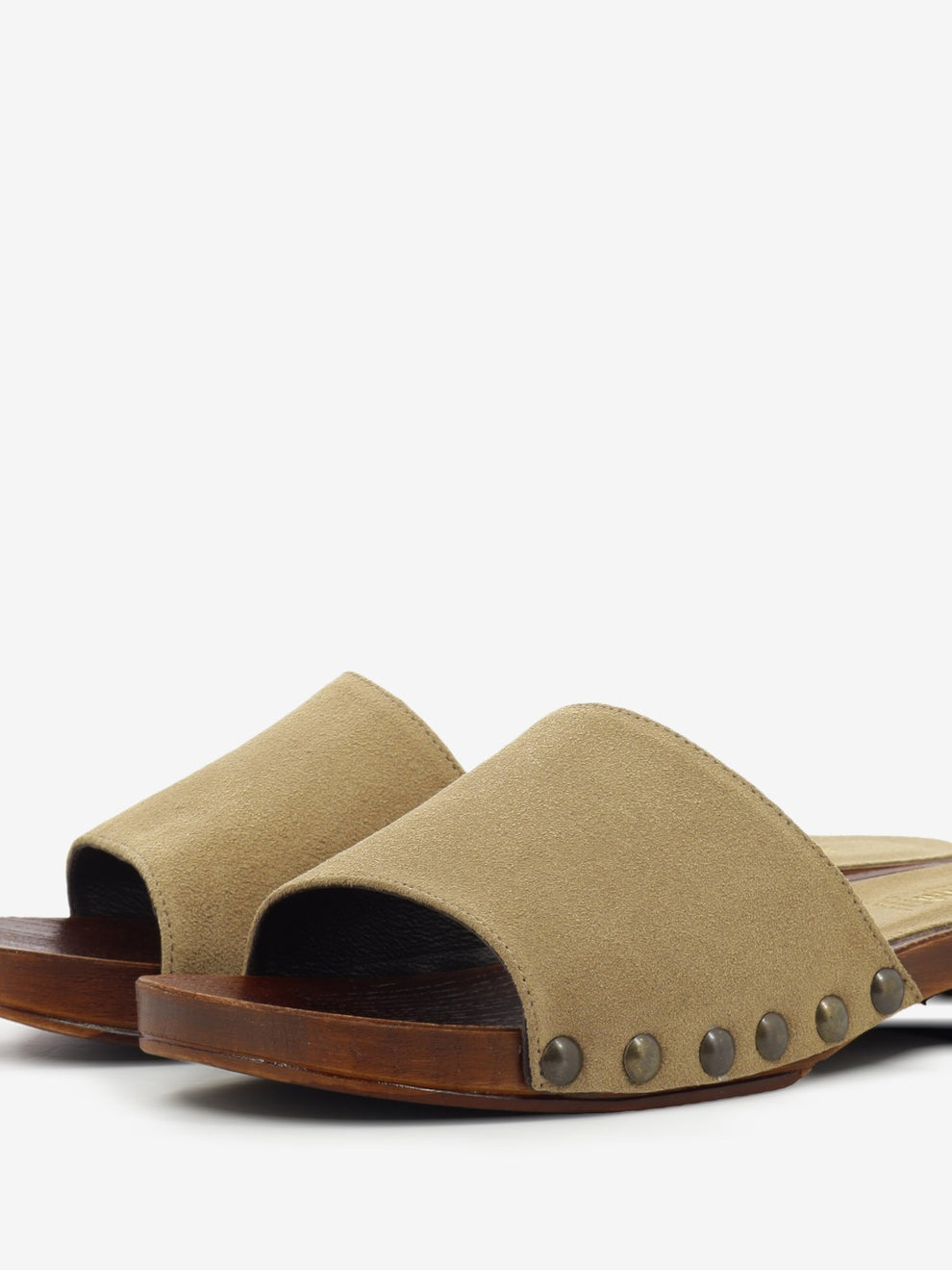 Zoccoli in camoscio taupe