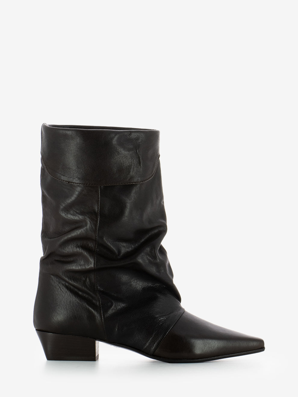 Stivaletto in pelle effetto slouchy