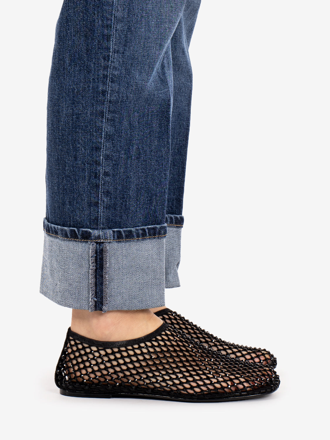 Black rhinestone mesh ballet flats