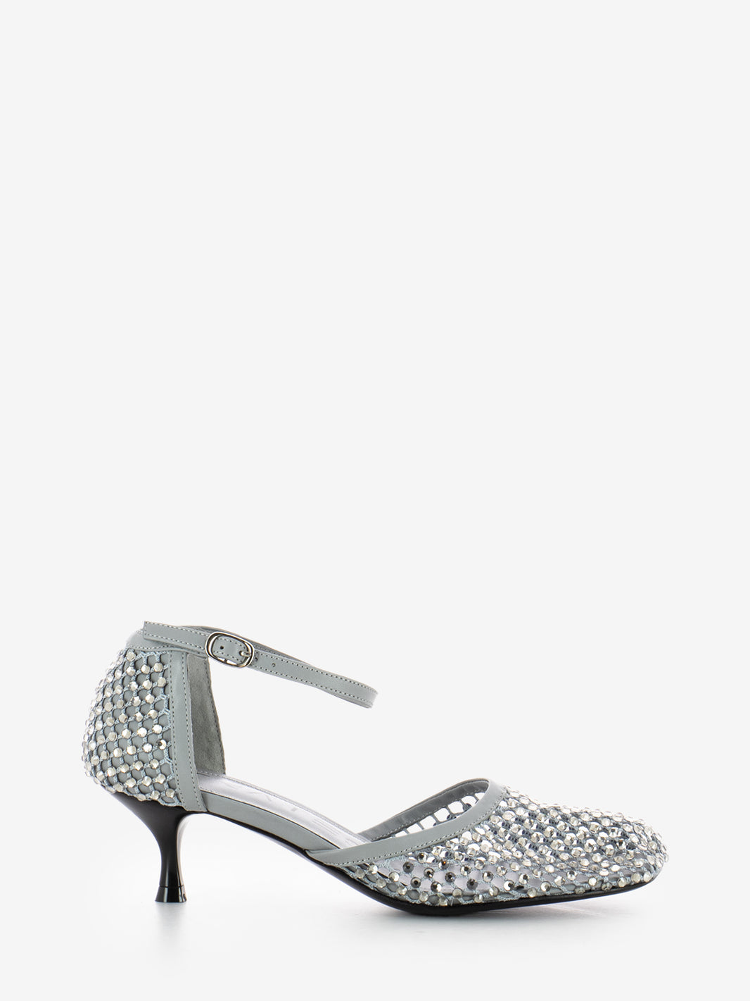 Scarpa con tacco strass all-over grigio
