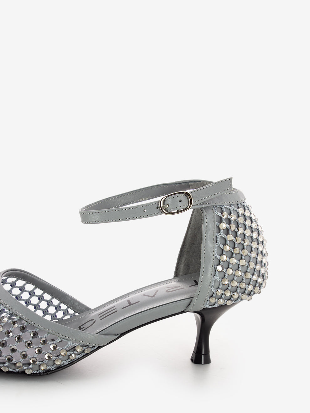 Scarpa con tacco strass all-over grigio