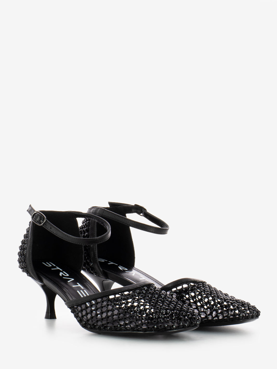 Scarpa con tacco strass all-over nero