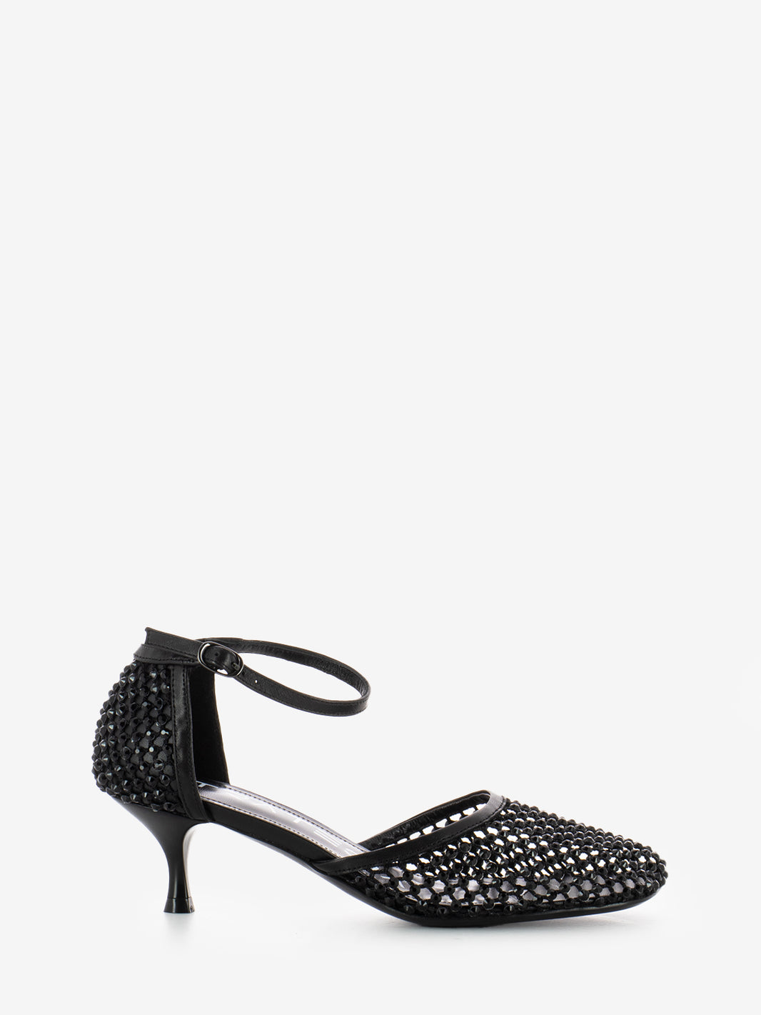 Scarpa con tacco strass all-over nero
