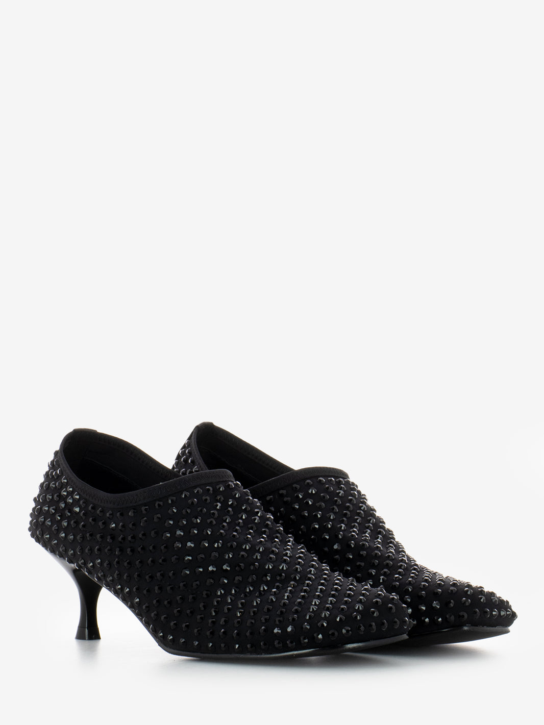 Scarpa Connie con tacco e pietre brillanti nero