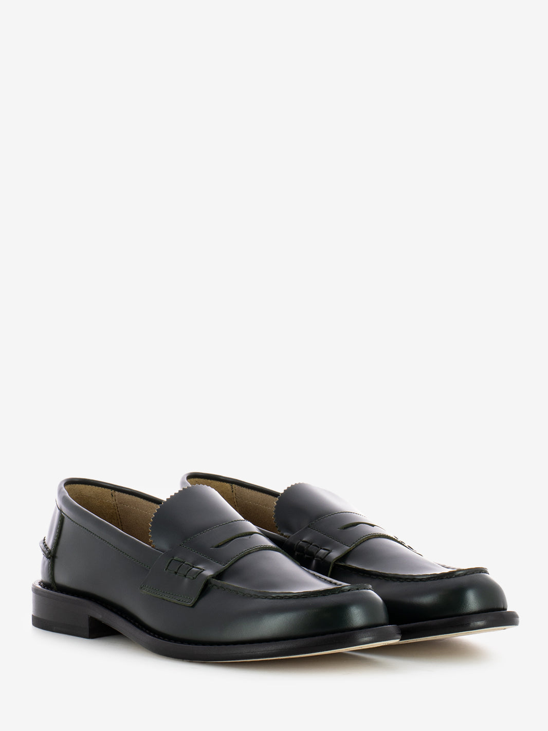 Green brushed effect moccasins