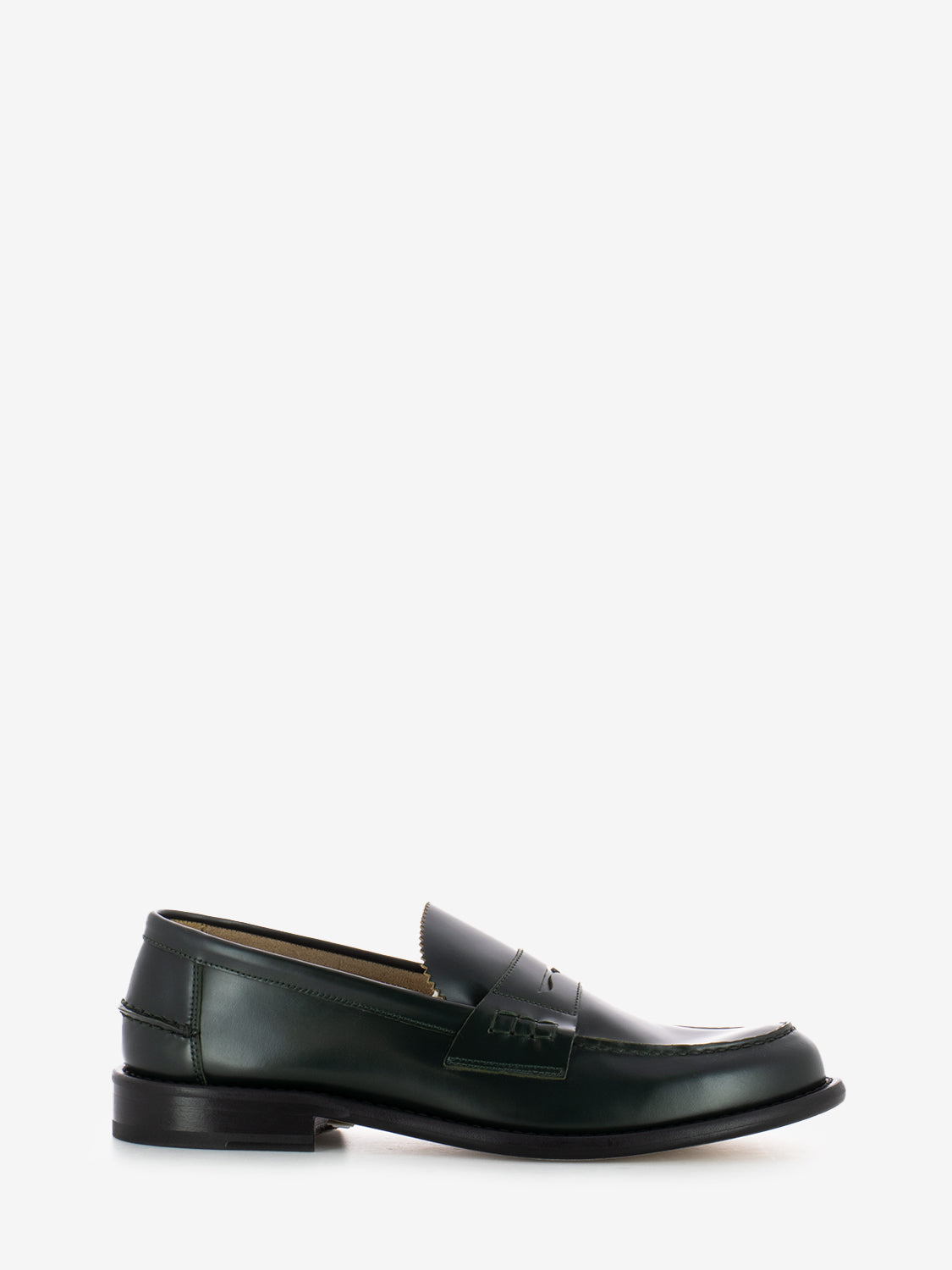 Green brushed effect moccasins
