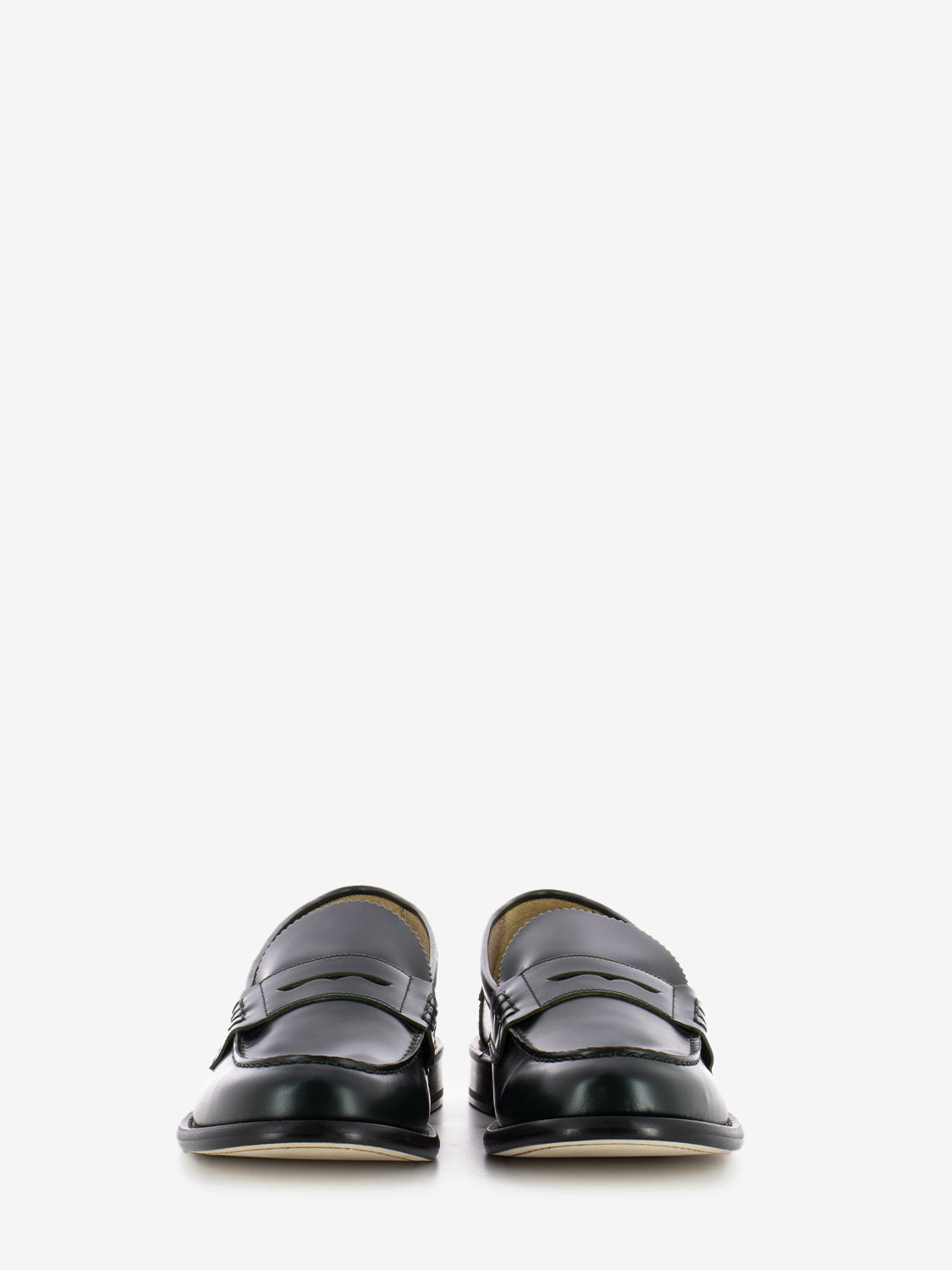 Green brushed effect moccasins