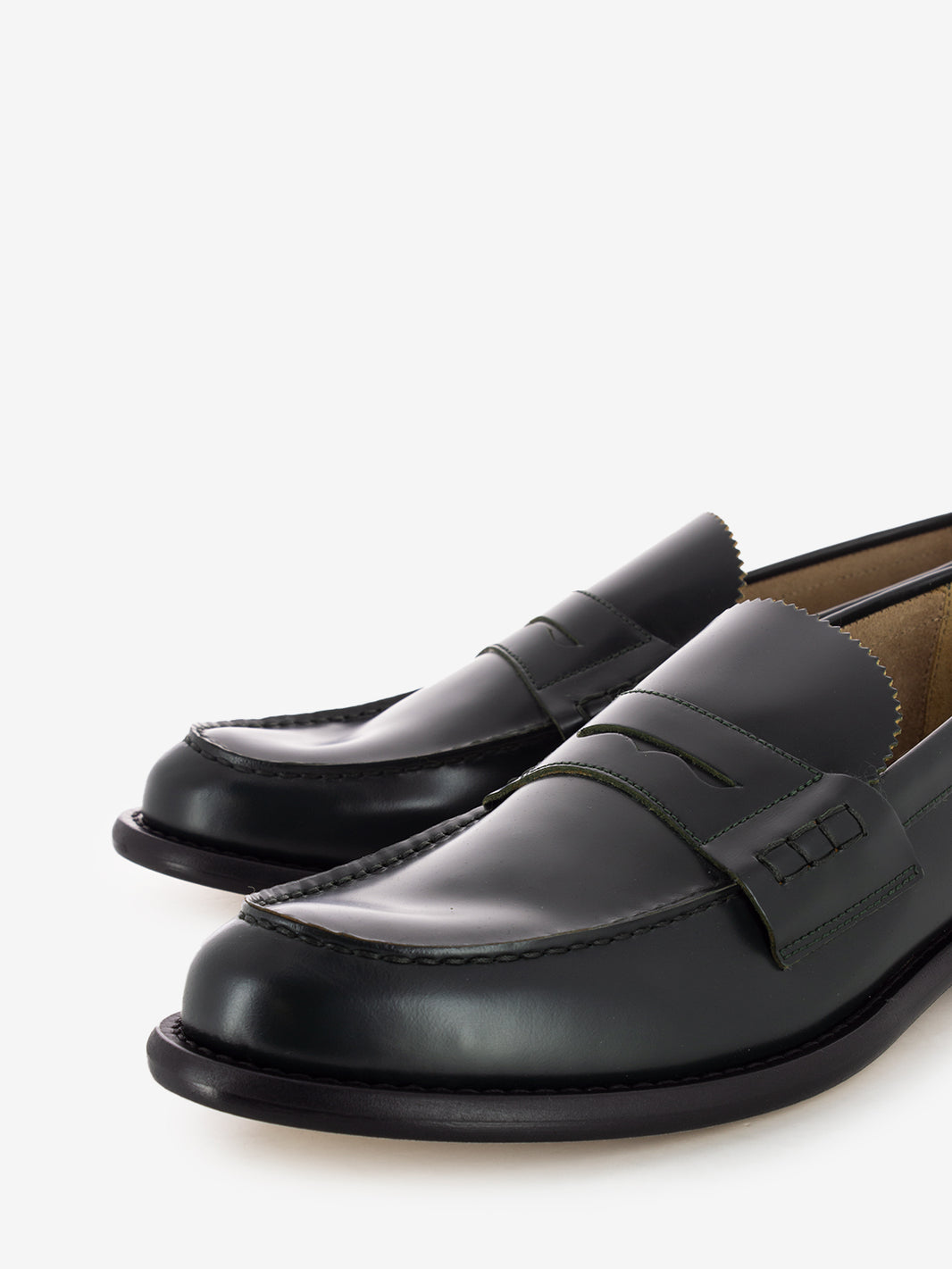 Green brushed effect moccasins