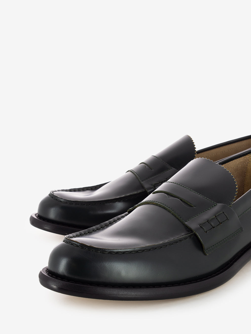Green brushed effect moccasins