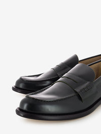 Green brushed effect moccasins