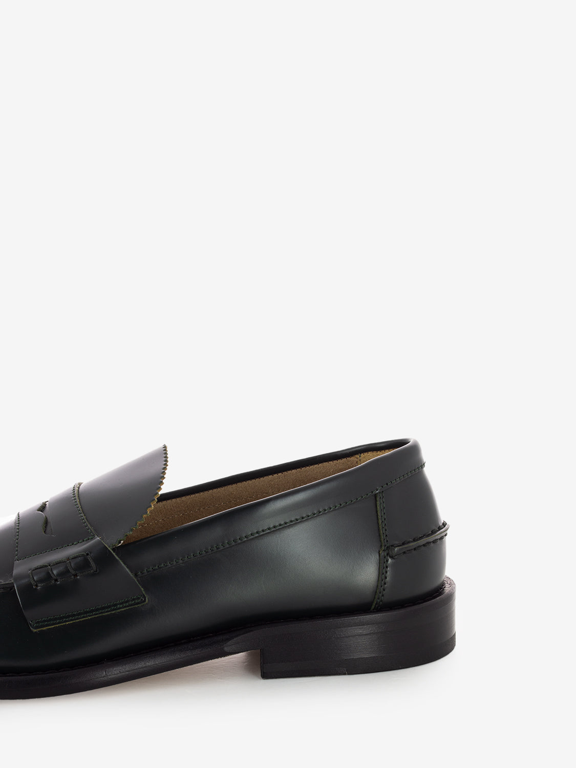 Green brushed effect moccasins