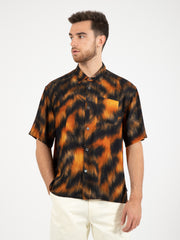 STUSSY - Camicia Tiger Print nero / arancio