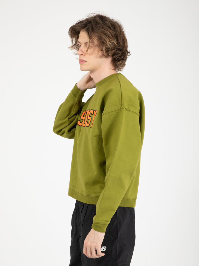 STUSSY - Felpa Relaxed Oversize Crew green