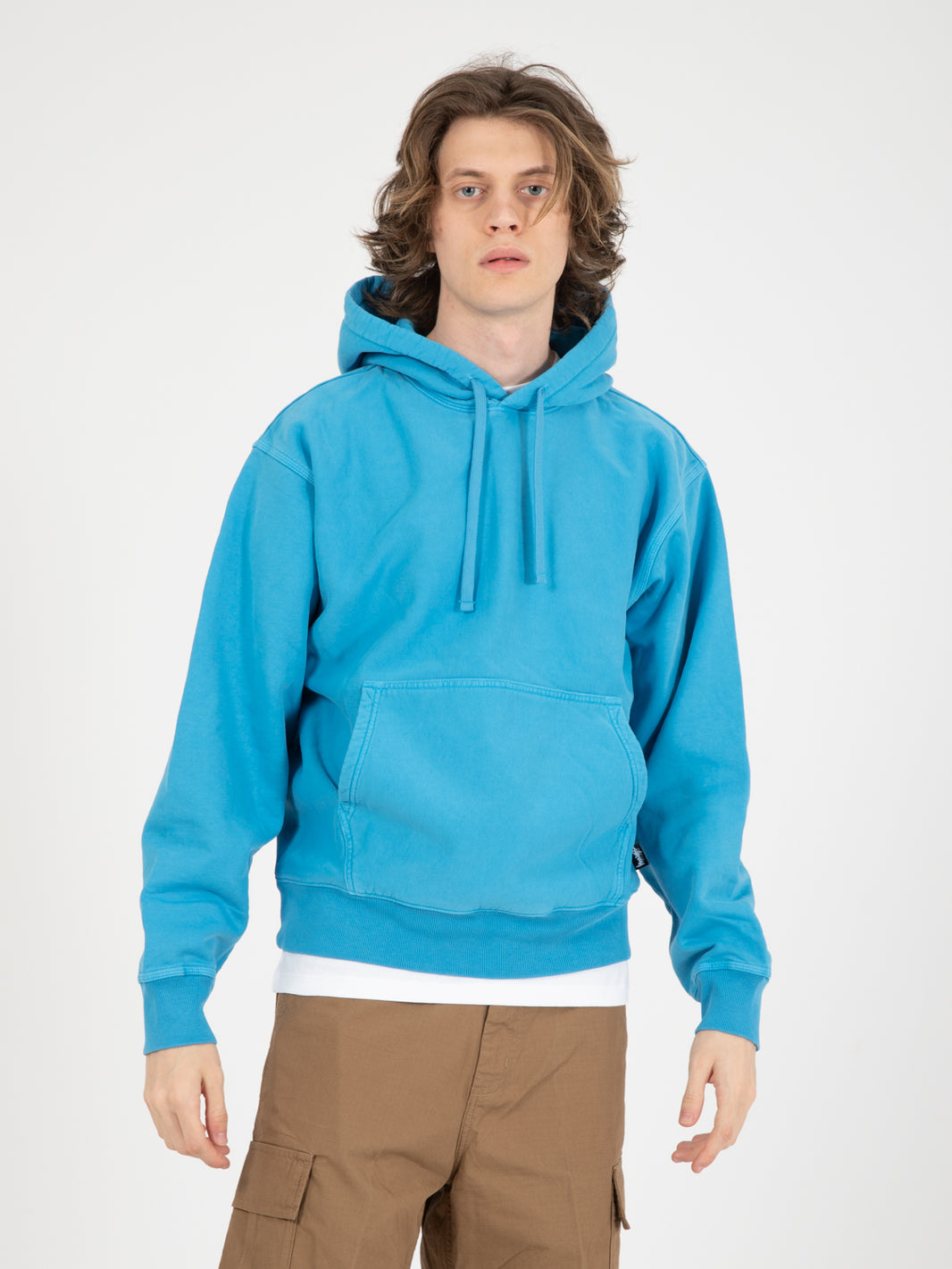 Fleece Hood Pigment Dyed Blue