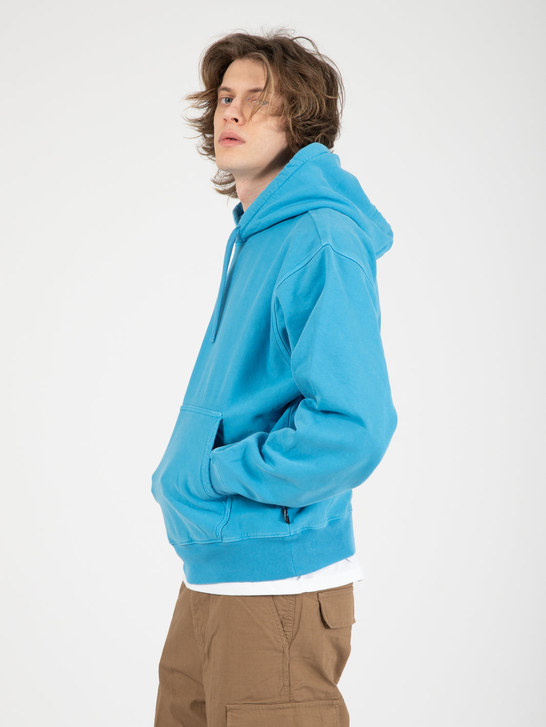 Fleece Hood Pigment Dyed Blue