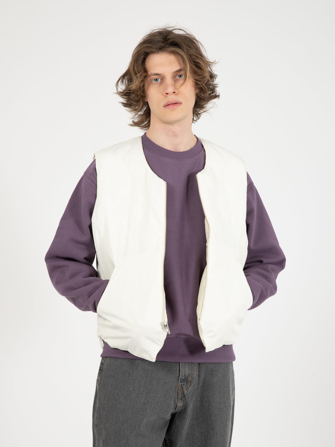 Reversible Quilted Vest Cream