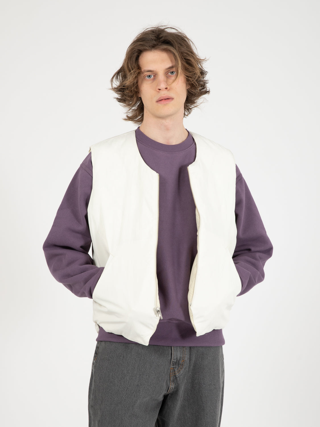 Reversible Quilted Vest Cream