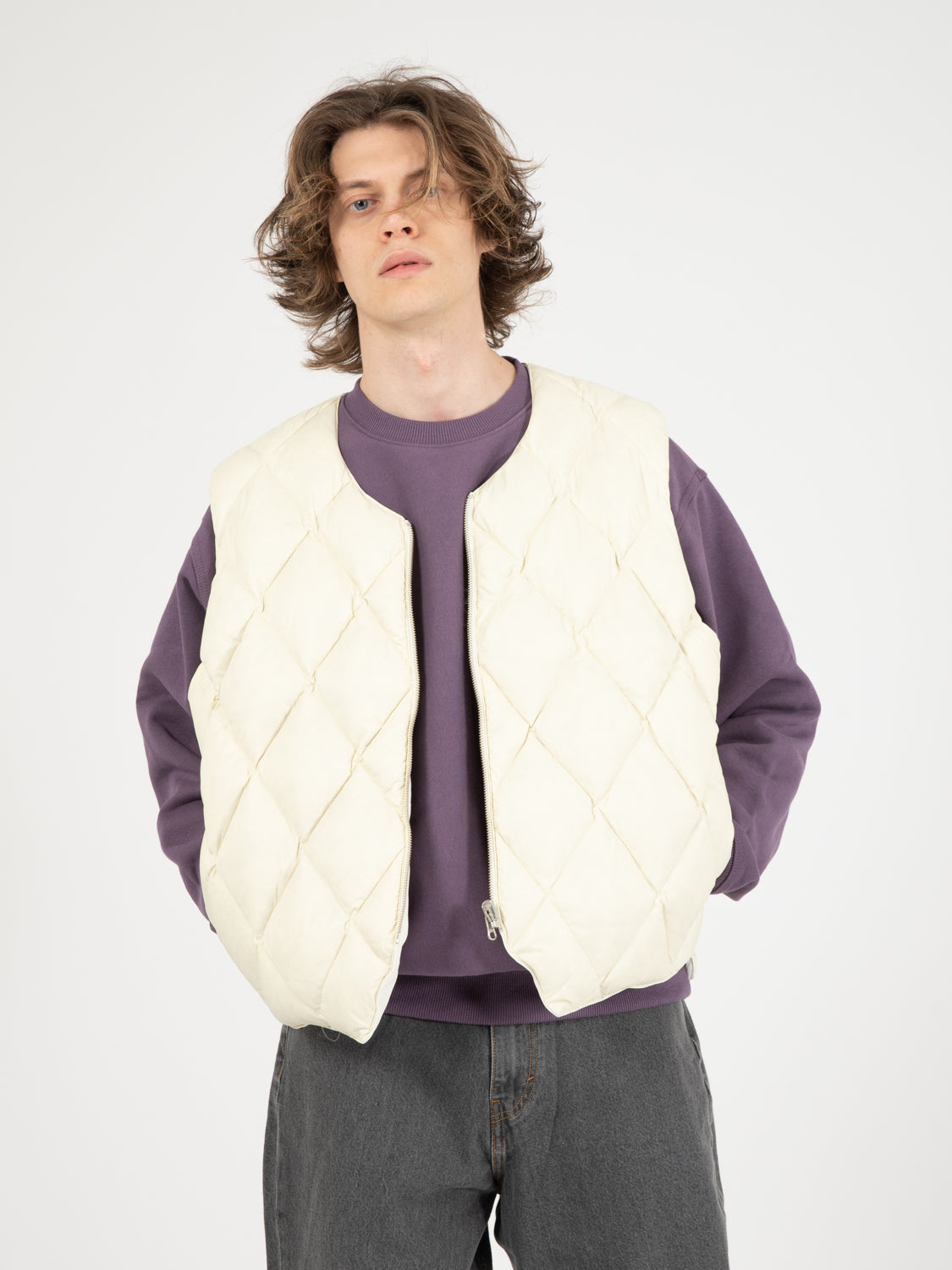 Reversible Quilted Vest Cream
