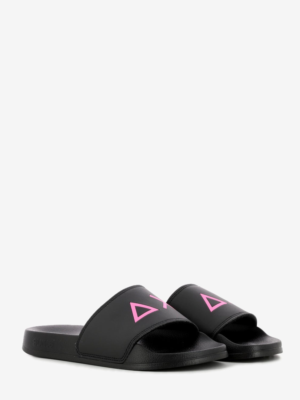 Slippers logo nero / fuxia