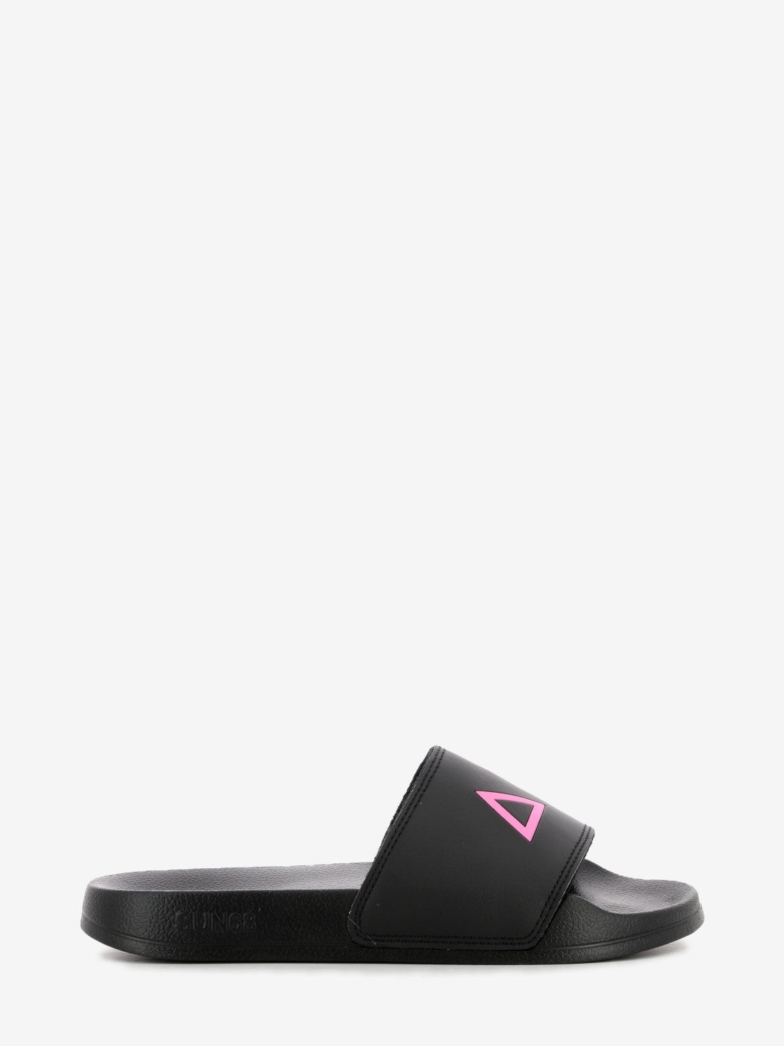 Slippers logo nero / fuxia