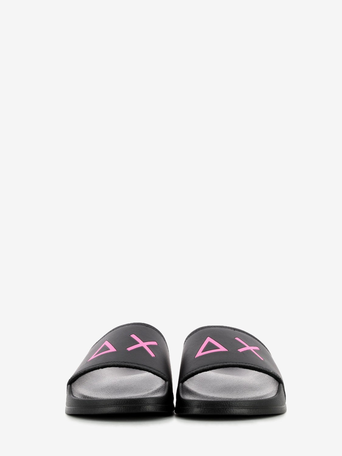 Slippers logo nero / fuxia