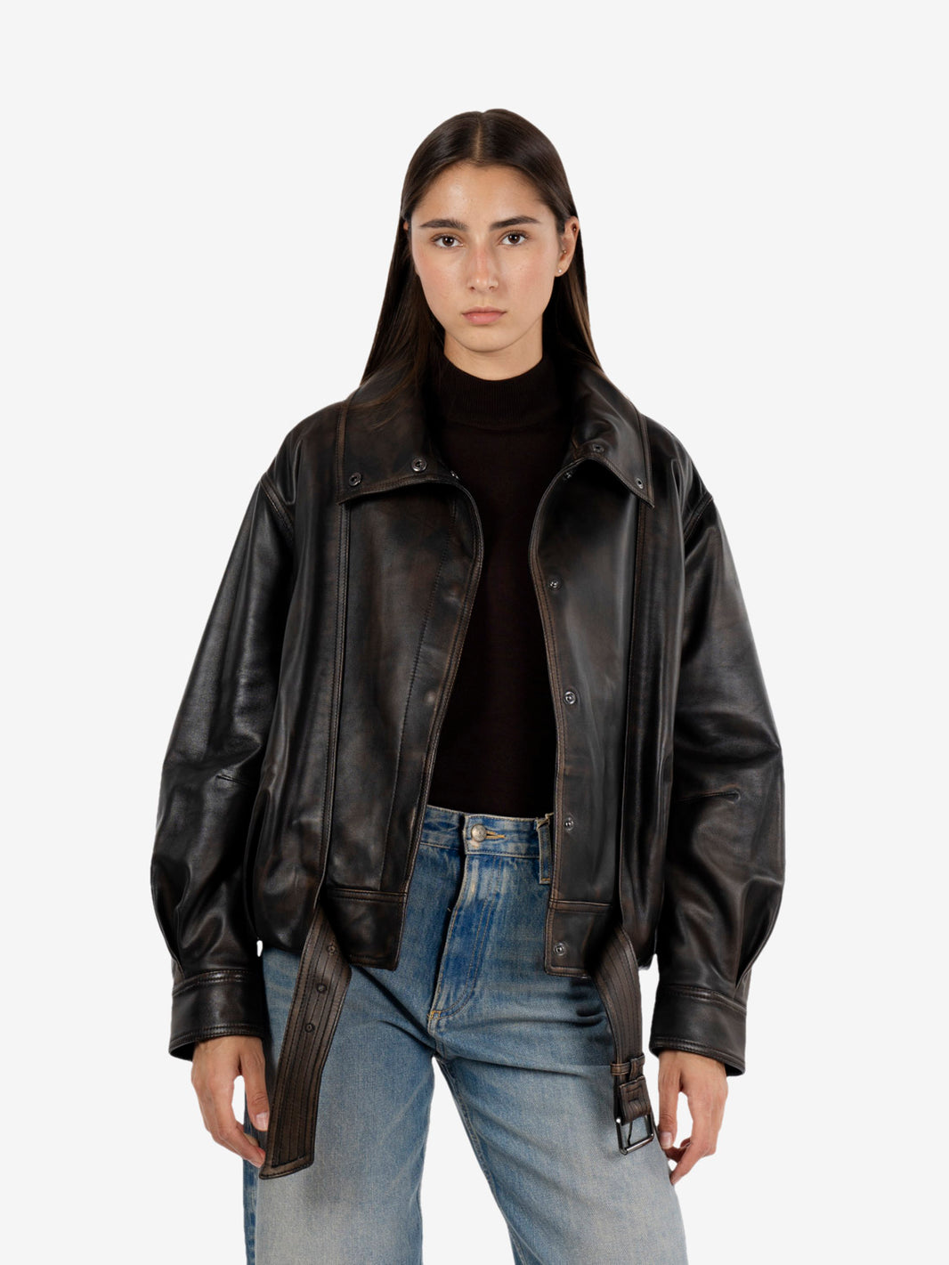 Leather jacket damage black