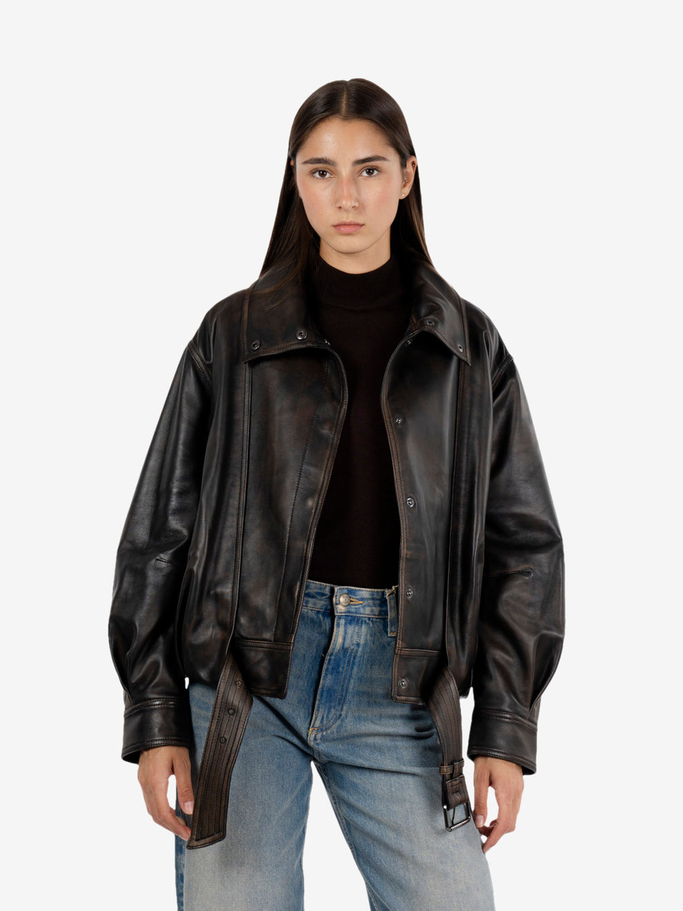Leather jacket damage black