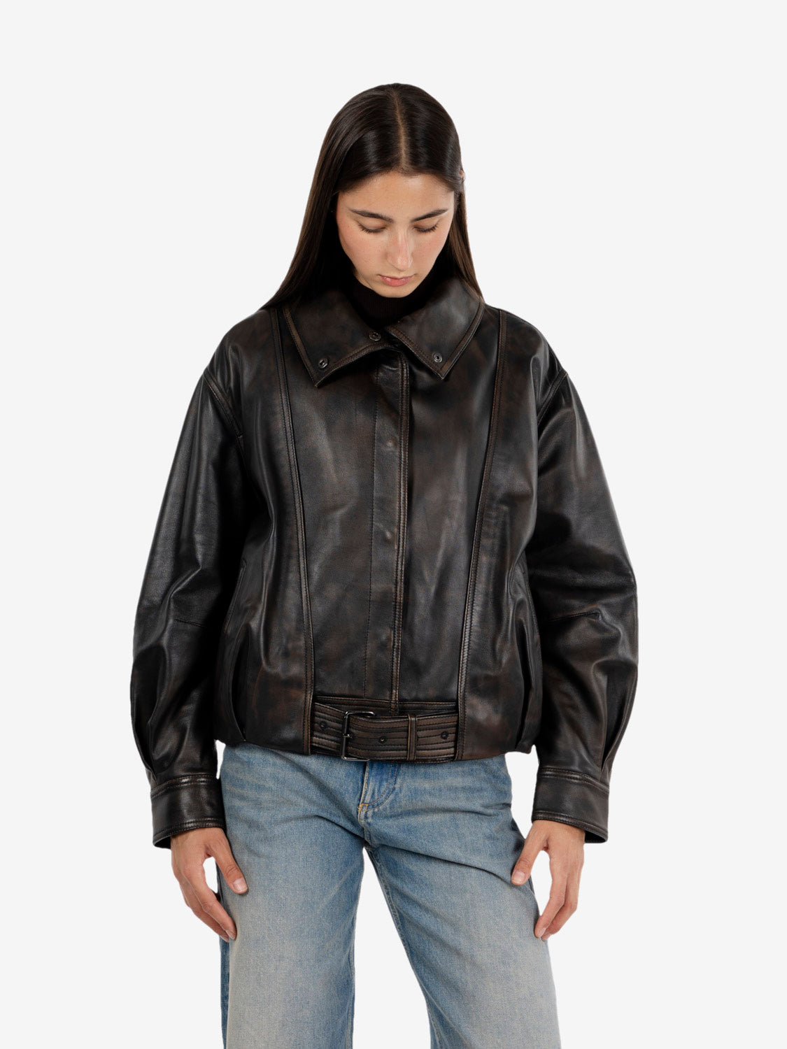 Leather jacket damage black