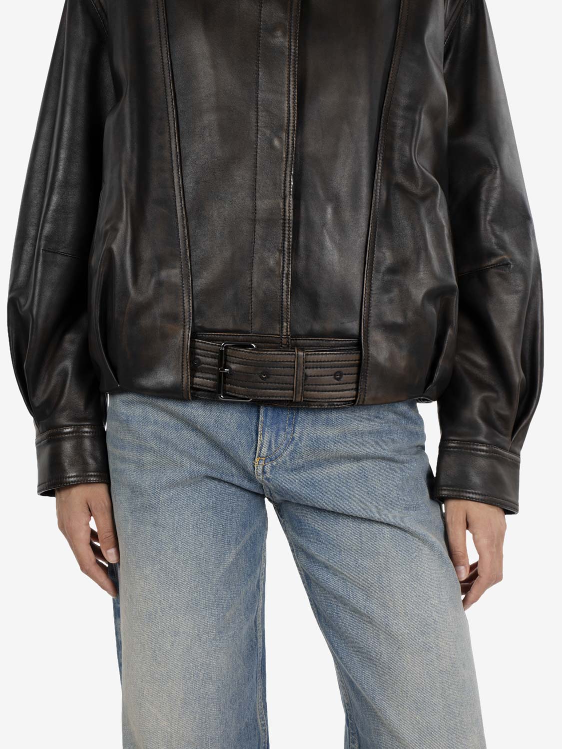 Leather jacket damage black