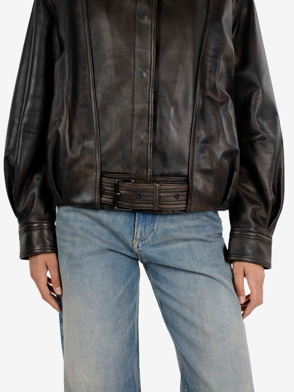 Leather jacket damage black